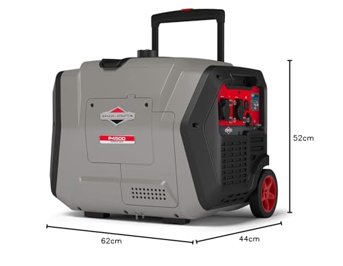 Briggs & Stratton 030806 Benzin Inverter Stromerzeuger Generator der PowerSmart Serie P4500 mit 4500 Watt/3700 Watt sauberem Strom, ultraleise und leichtgewichtig, W, 230 V, Schwarz,grau